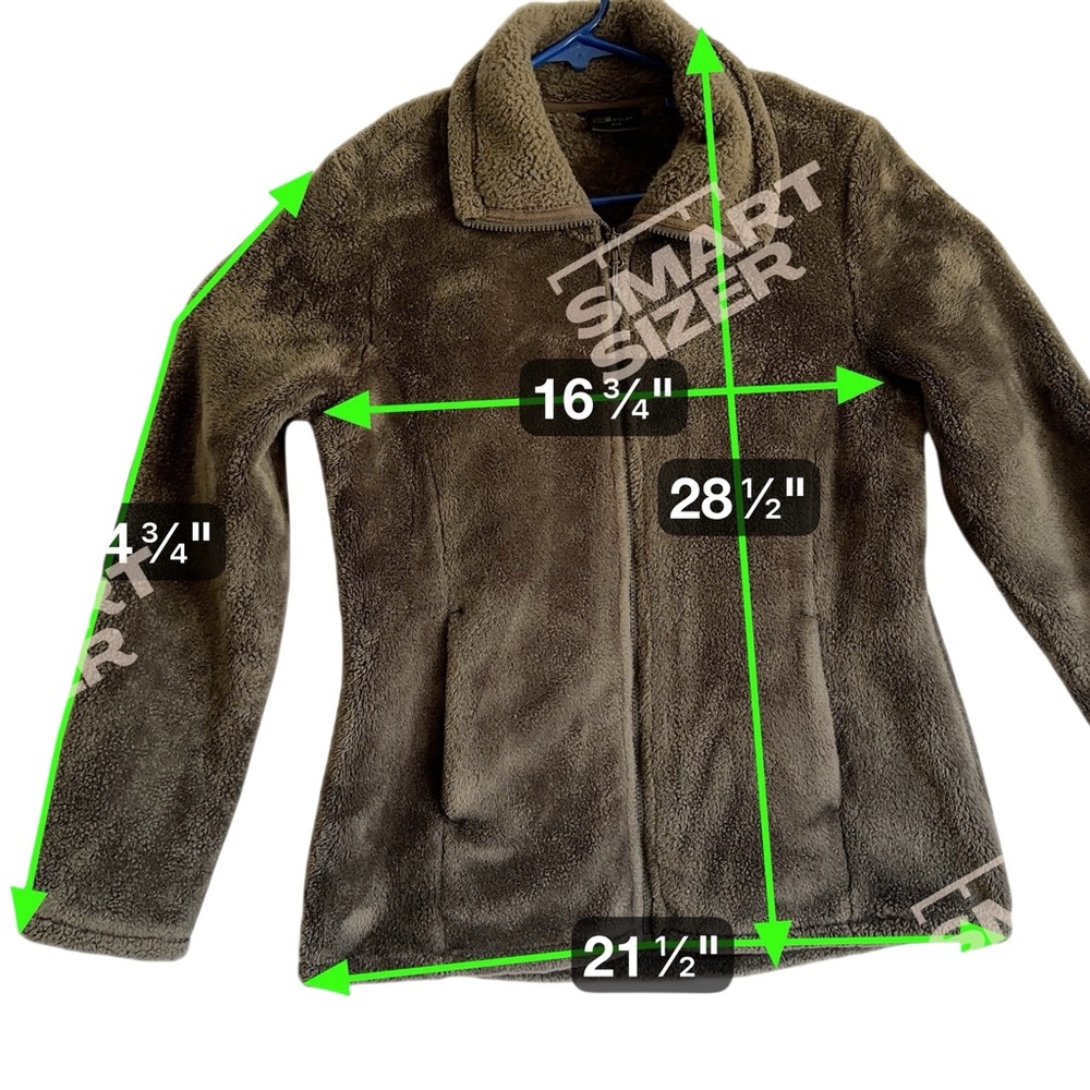 32Heat Jacket Dark Green Woman’s Full Zip Fleece Faux Fur - Picture 5 of 13